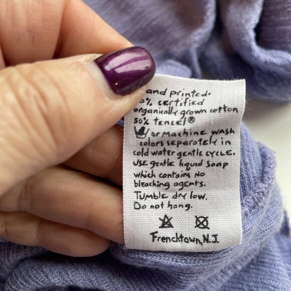 VTG Blue Fish Crinkle Tencel Shirt Women's 2X Lavender Artsy Sustainable NWT - Picture 10 of 12